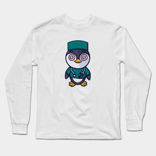 Cute penguin as a Doctor Long Sleeve T-Shirt